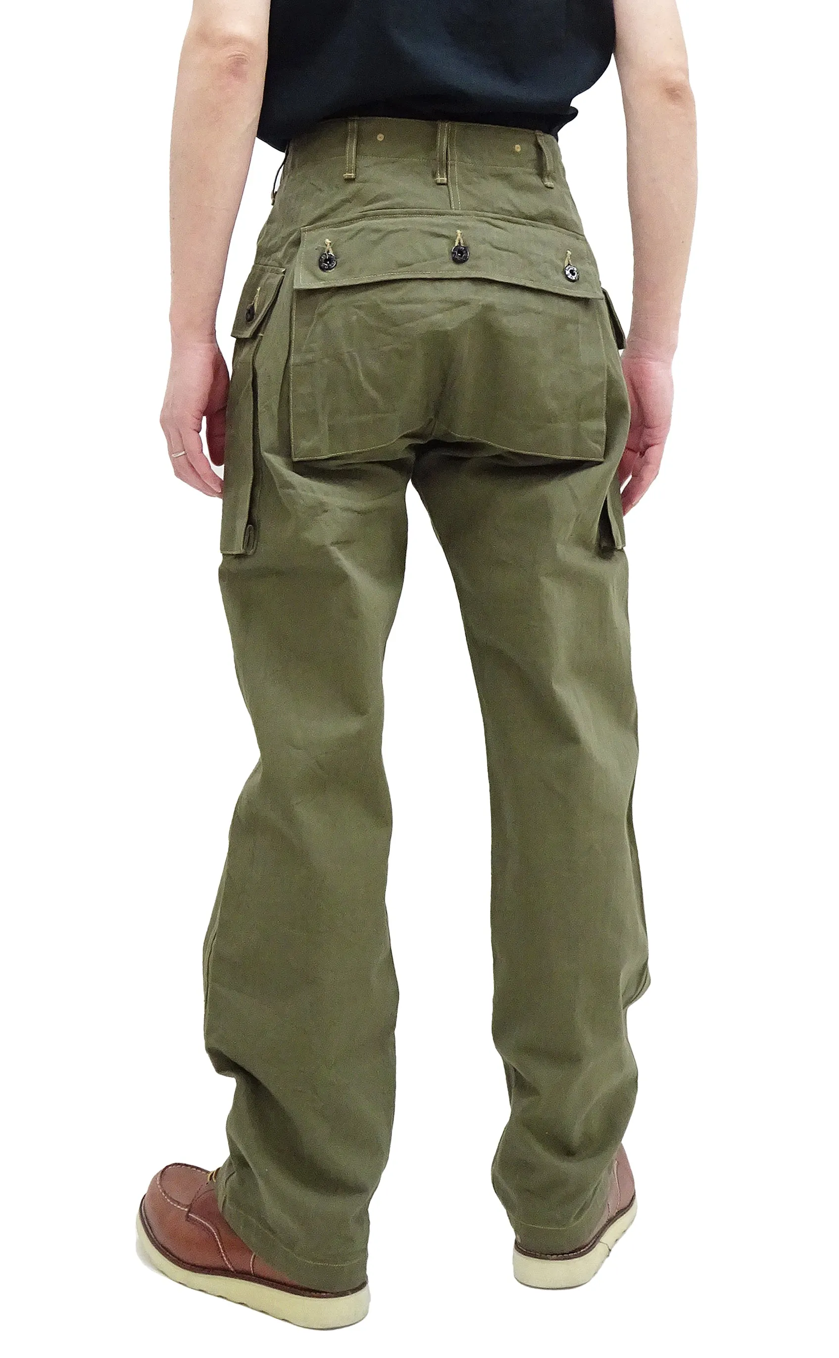 Buzz Rickson Cargo Pants Men's USMC P44 Combat Trousers HBT P-44 Monkey Pants BR42340 Olive