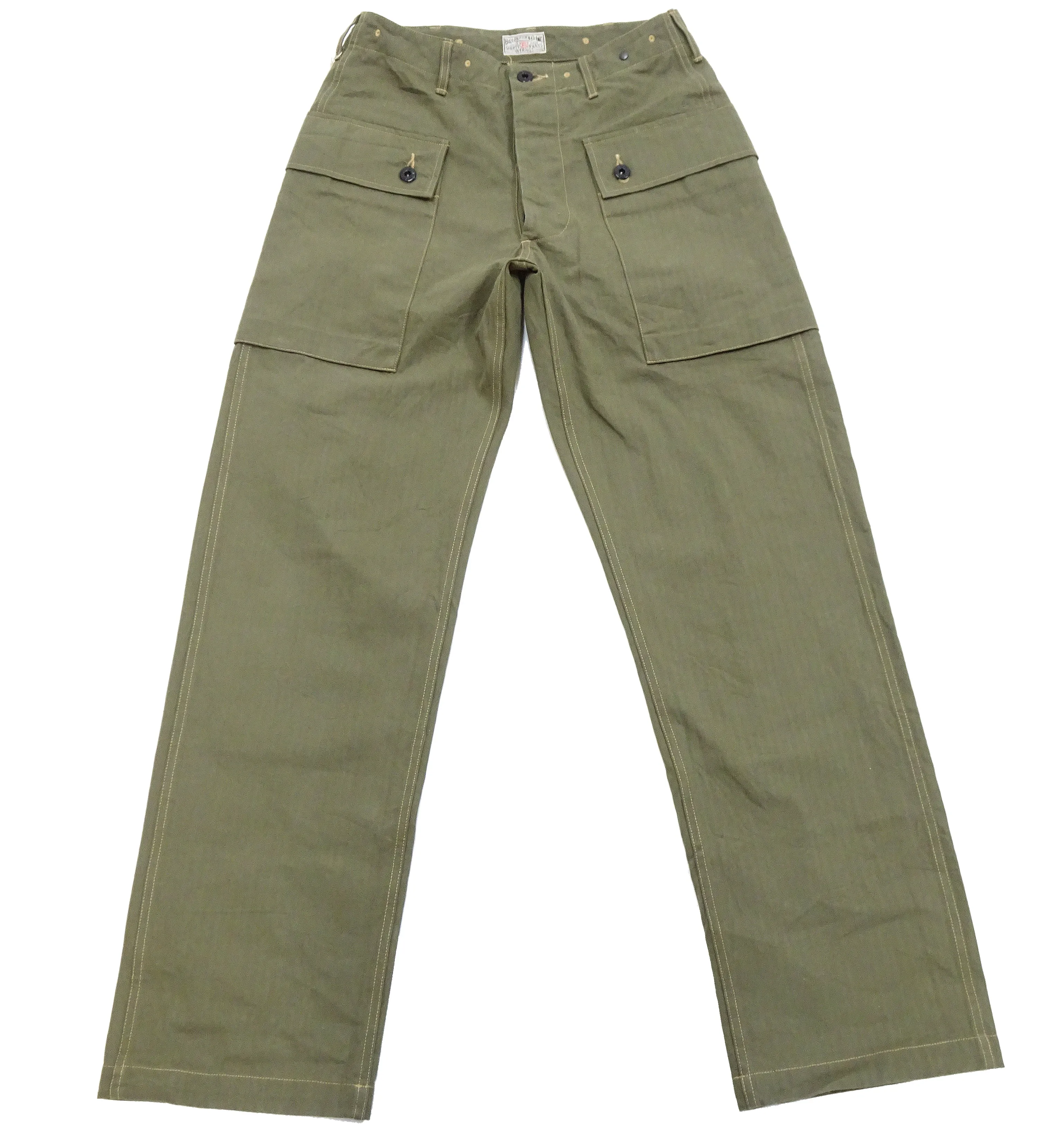 Buzz Rickson Cargo Pants Men's USMC P44 Combat Trousers HBT P-44 Monkey Pants BR42340 Olive