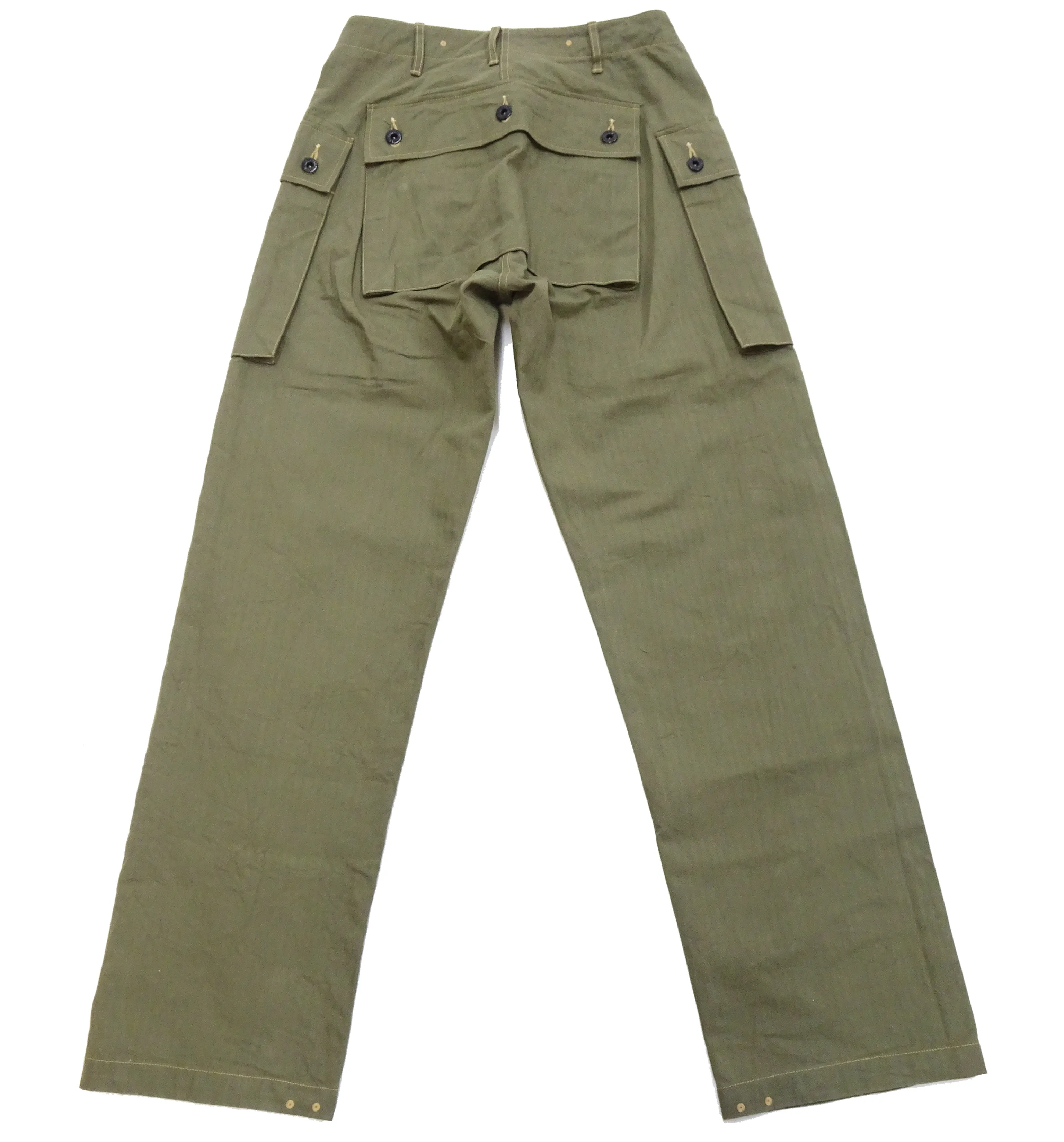 Buzz Rickson Cargo Pants Men's USMC P44 Combat Trousers HBT P-44 Monkey Pants BR42340 Olive