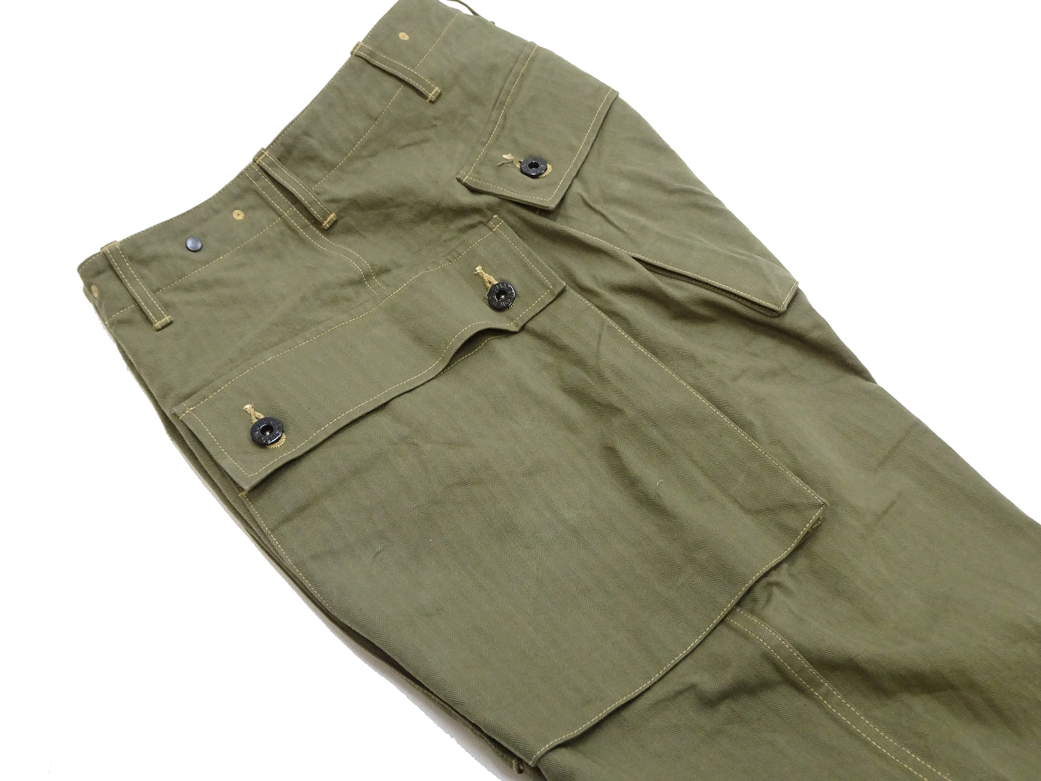 Buzz Rickson Cargo Pants Men's USMC P44 Combat Trousers HBT P-44 Monkey Pants BR42340 Olive