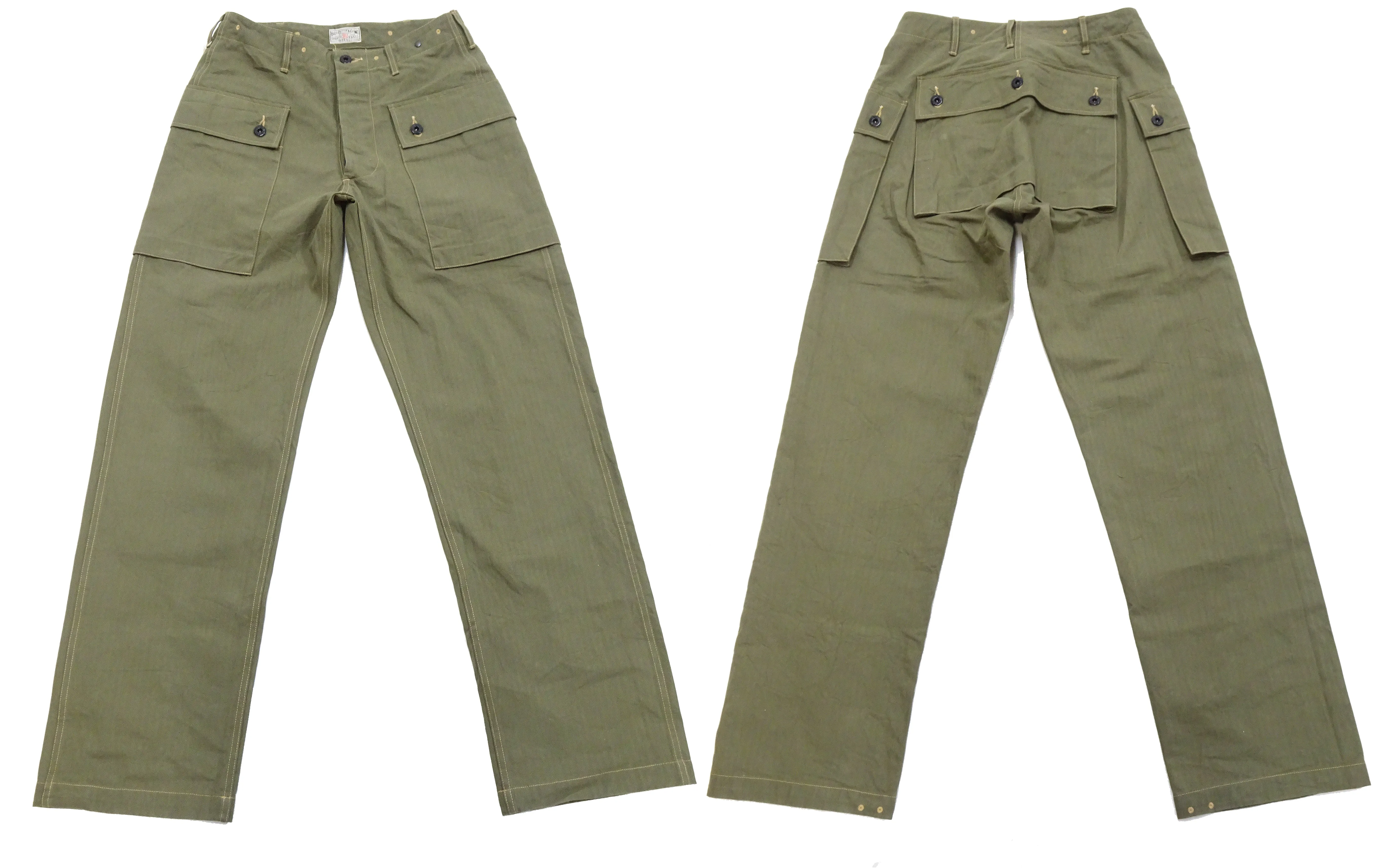 Buzz Rickson Cargo Pants Men's USMC P44 Combat Trousers HBT P-44 Monkey Pants BR42340 Olive