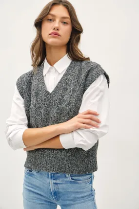 Cable Knit V-Neck Sweater Vest