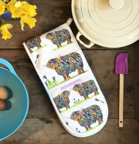 Chloe Gardner Bright Highland Cow Oven Gloves