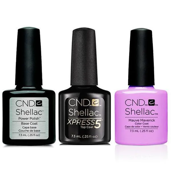 CND - Shellac Xpress5 Combo - Base, Top & Mauve Maverick (0.25 oz)