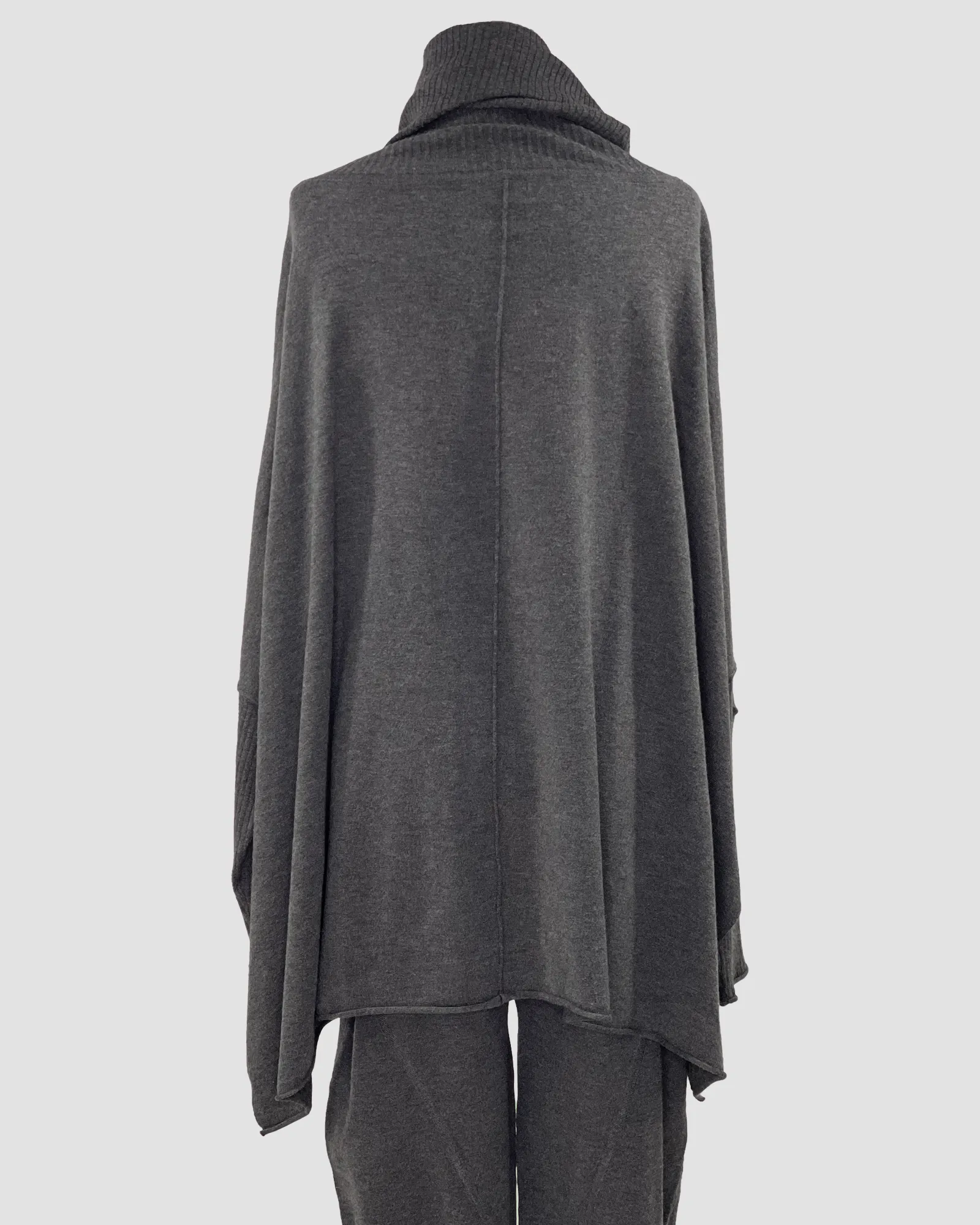 Cowl Neck Poly Voly Pullover in Dark Charcoal