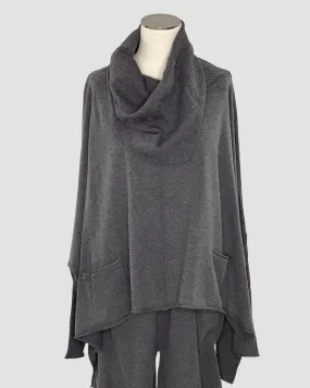 Cowl Neck Poly Voly Pullover in Dark Charcoal