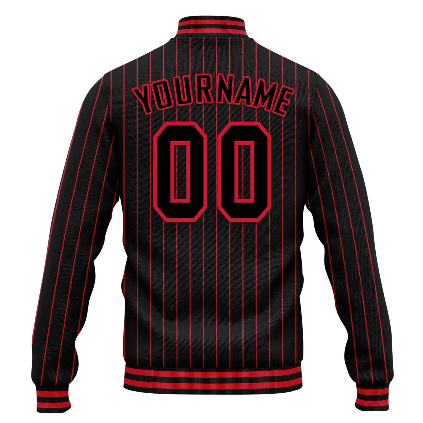 Custom Black Red Stripe Fashion Jacket Bomber Full-Snap Varsity Letterman Personalized Jacket FZ005-D020219-26