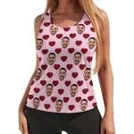 Custom Face Tops Small Heart Women's Racerback Yoga Tank Top