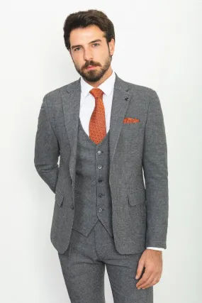 Dark Gray Checkered 3-Piece Suit