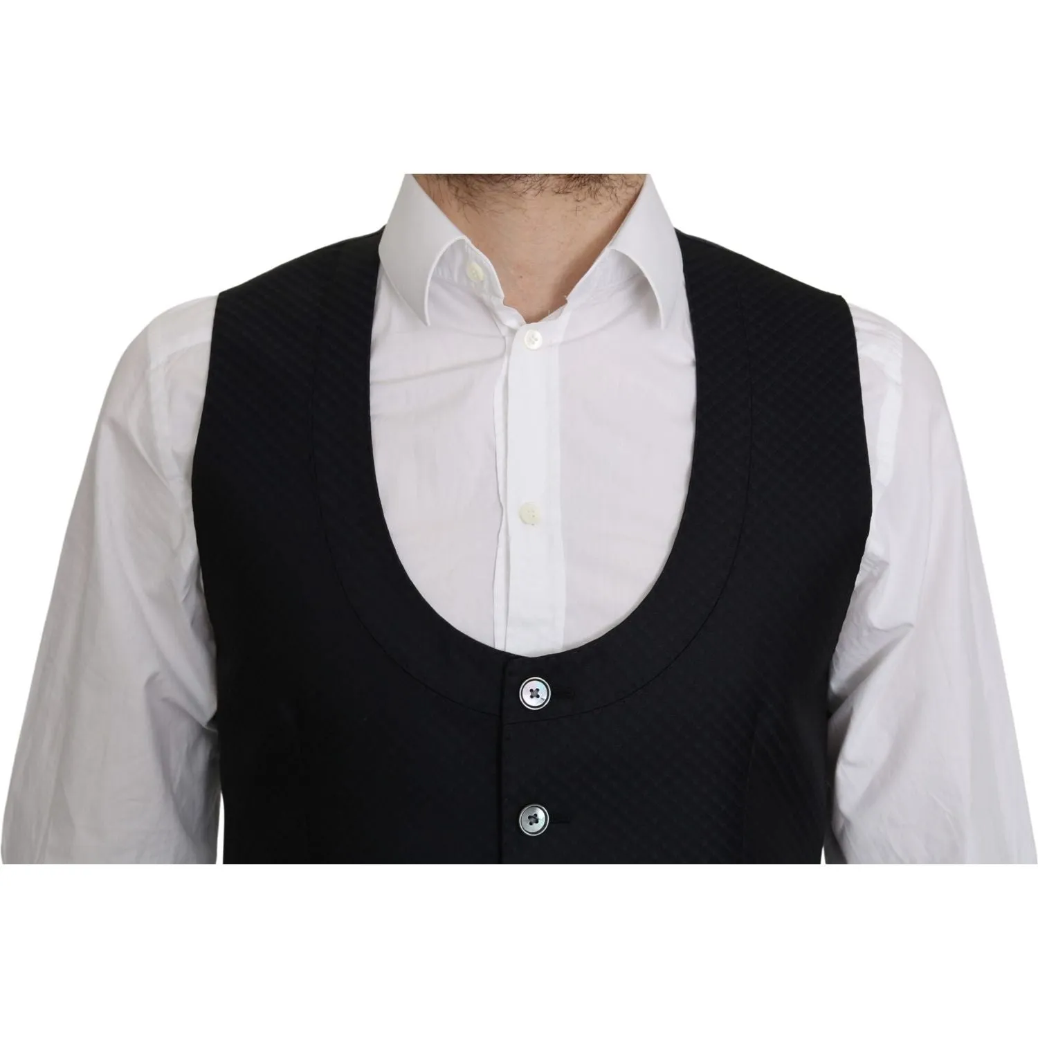 Dolce & Gabbana Elegant Blue Silk-Blend Formal Vest