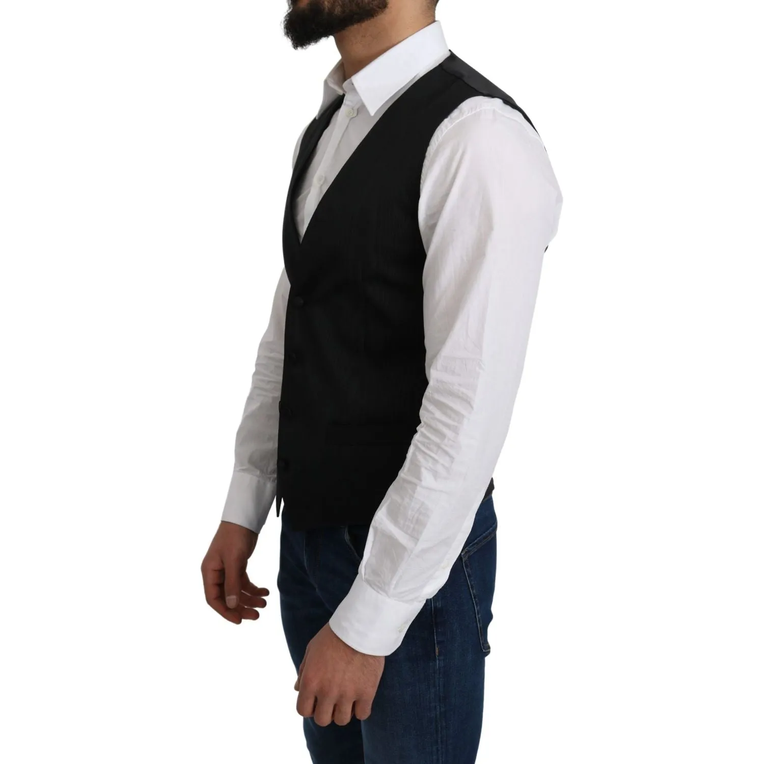 Dolce & Gabbana Elegant Silk Formal Gray Vest