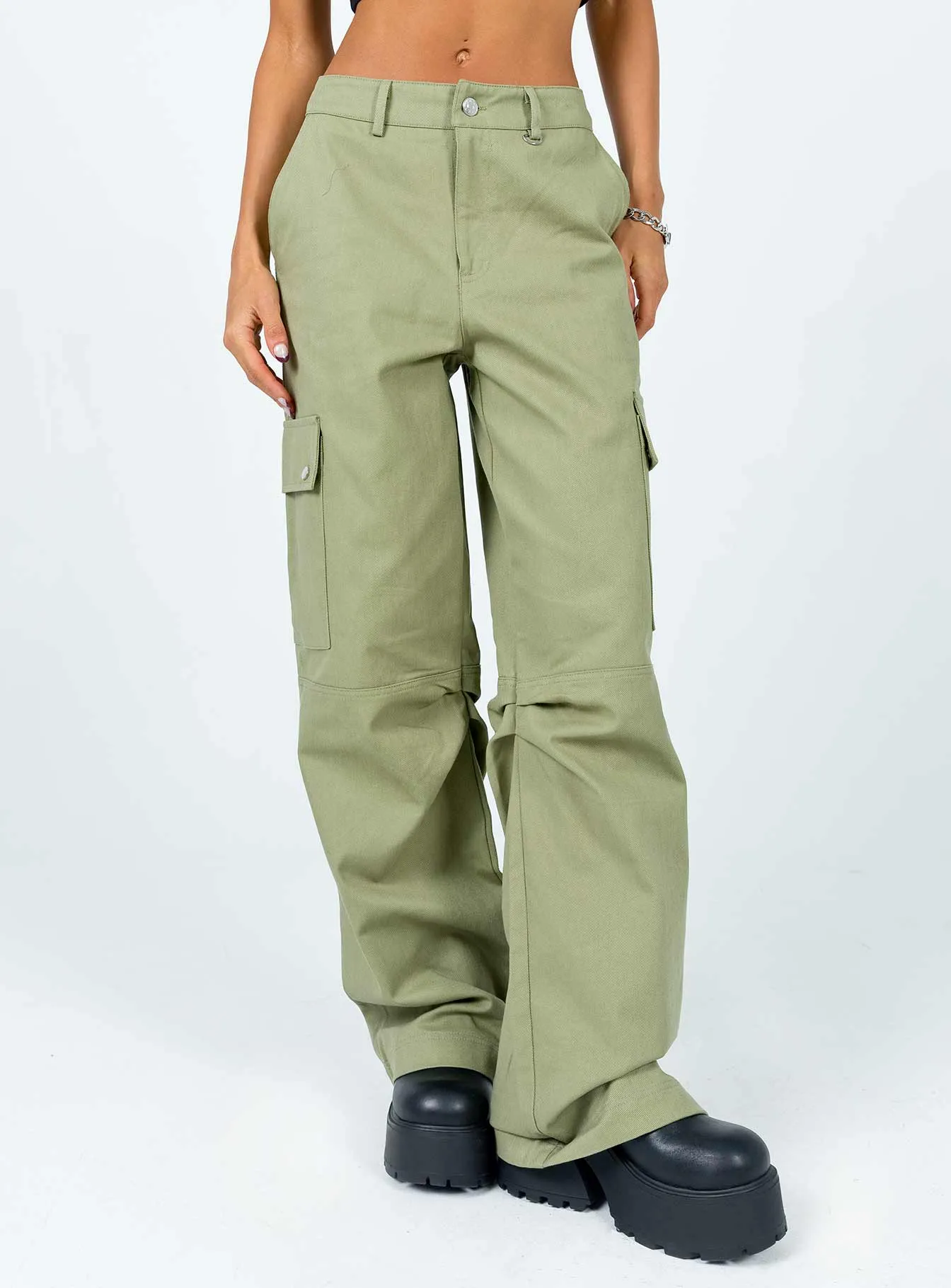 Fallout Mid Rise Cargo Pants Green