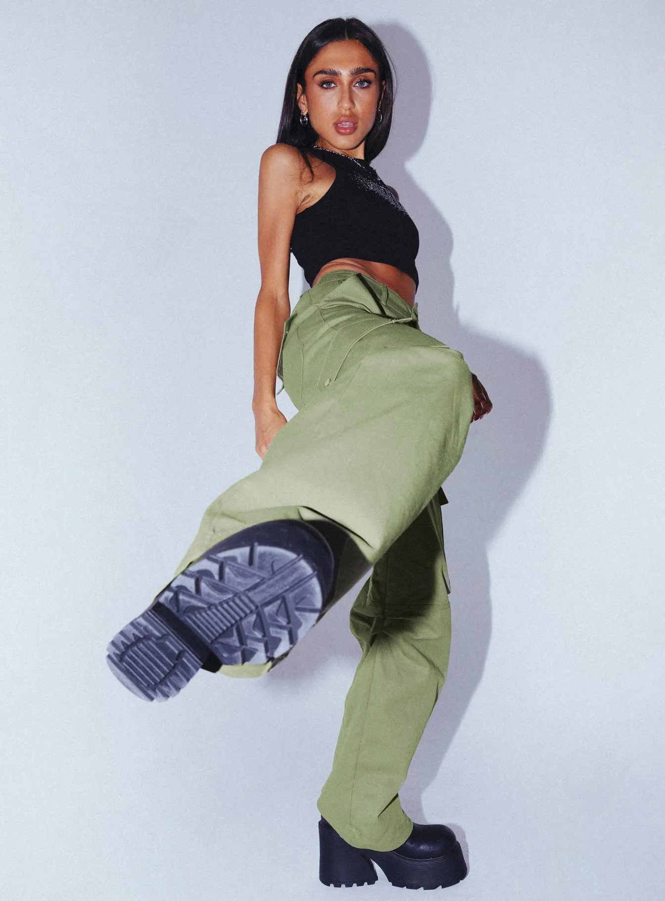 Fallout Mid Rise Cargo Pants Green