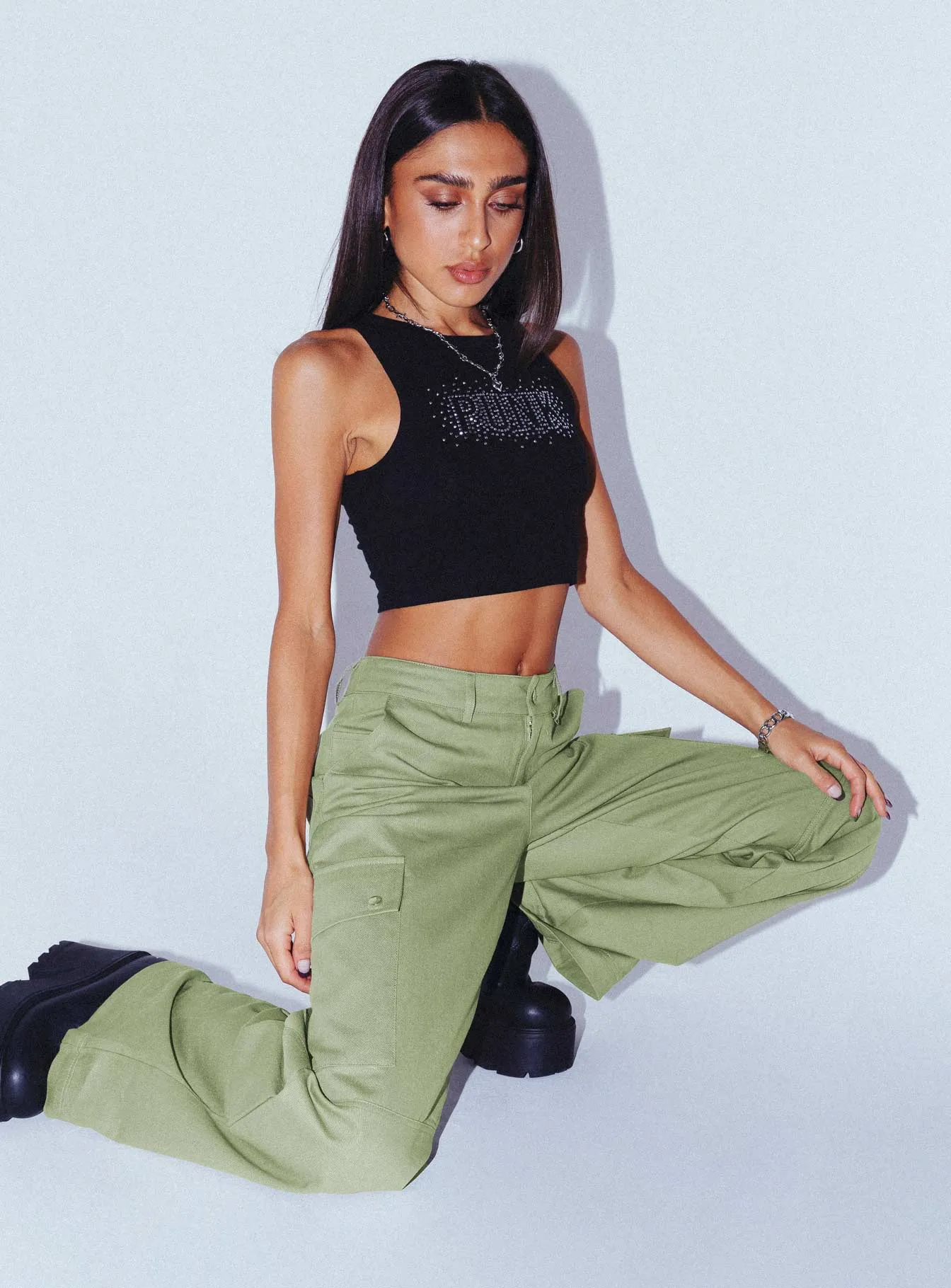 Fallout Mid Rise Cargo Pants Green