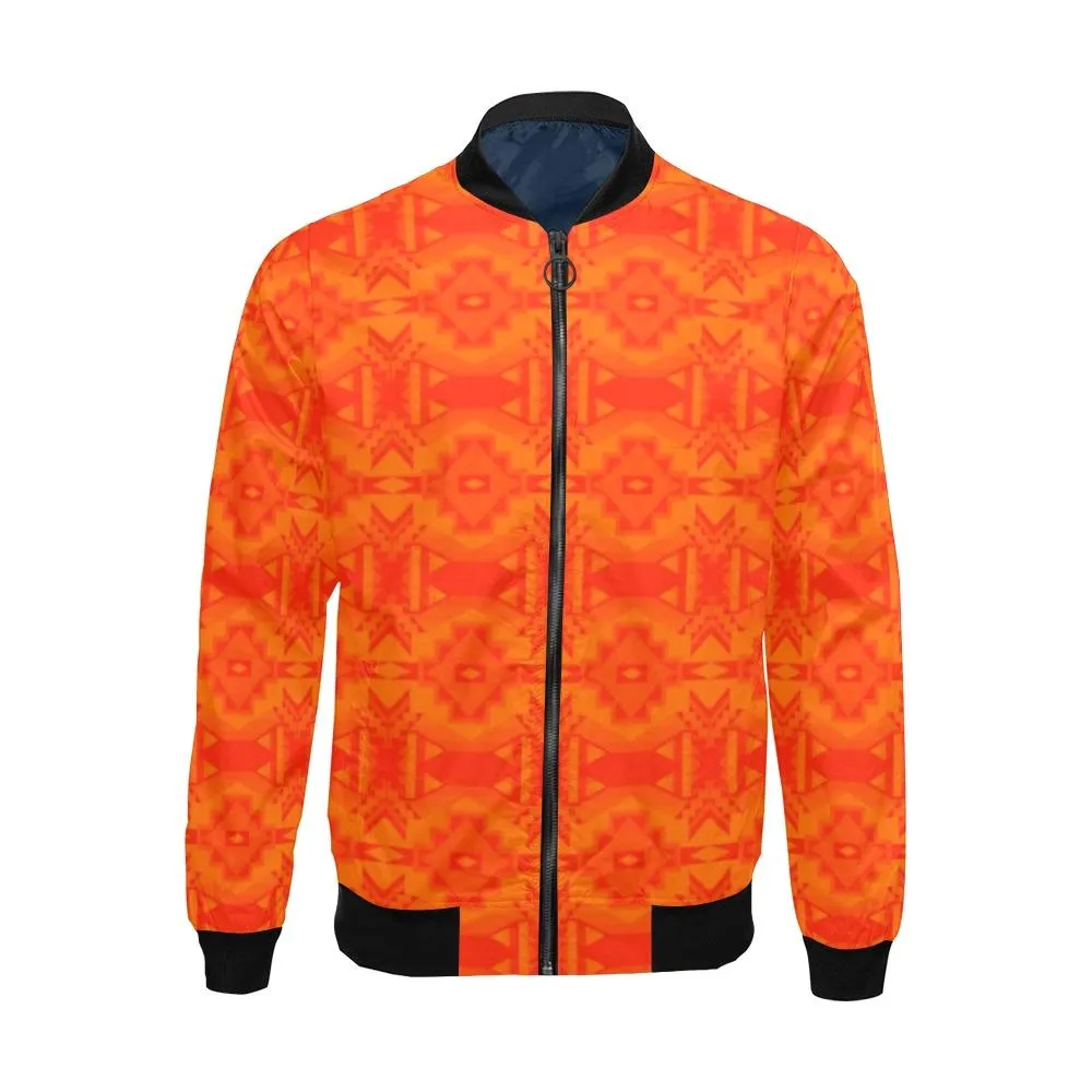 Fancy Orange Feather Directions Bomber Jacket for Men