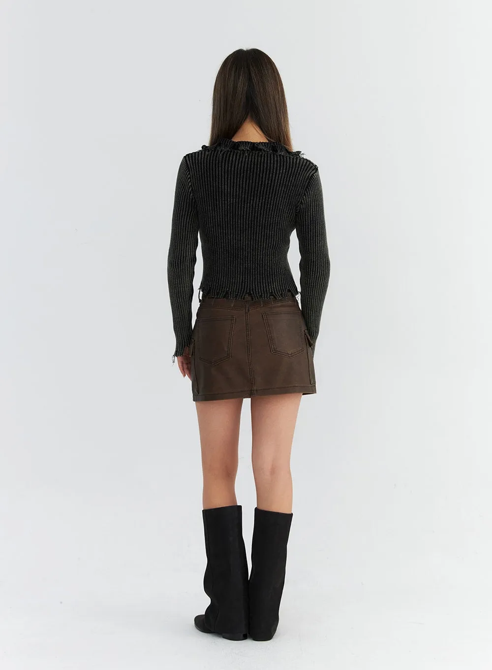 Faux Leather Cargo Mini Skirt CO310