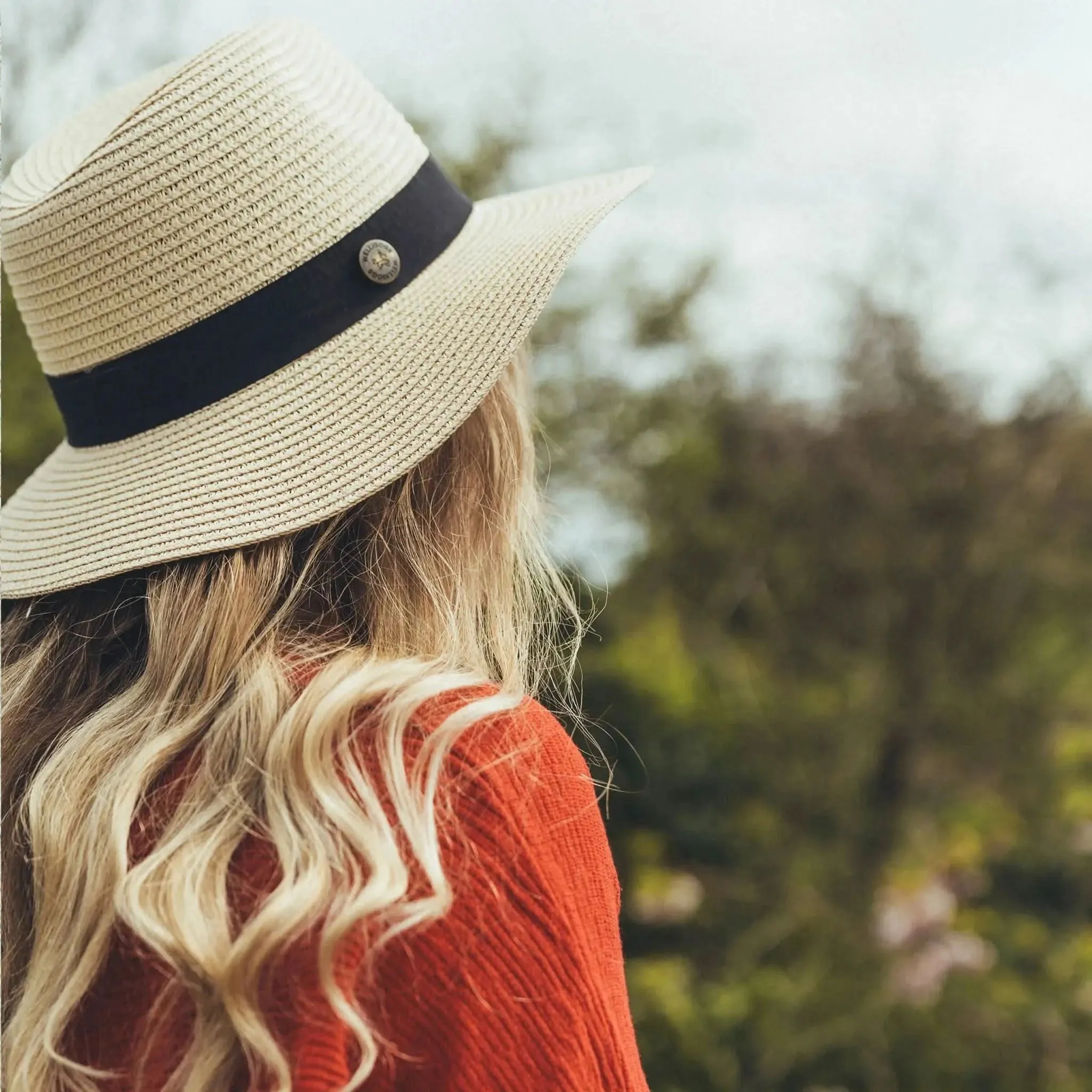 Fedora Style Black Straw Hat