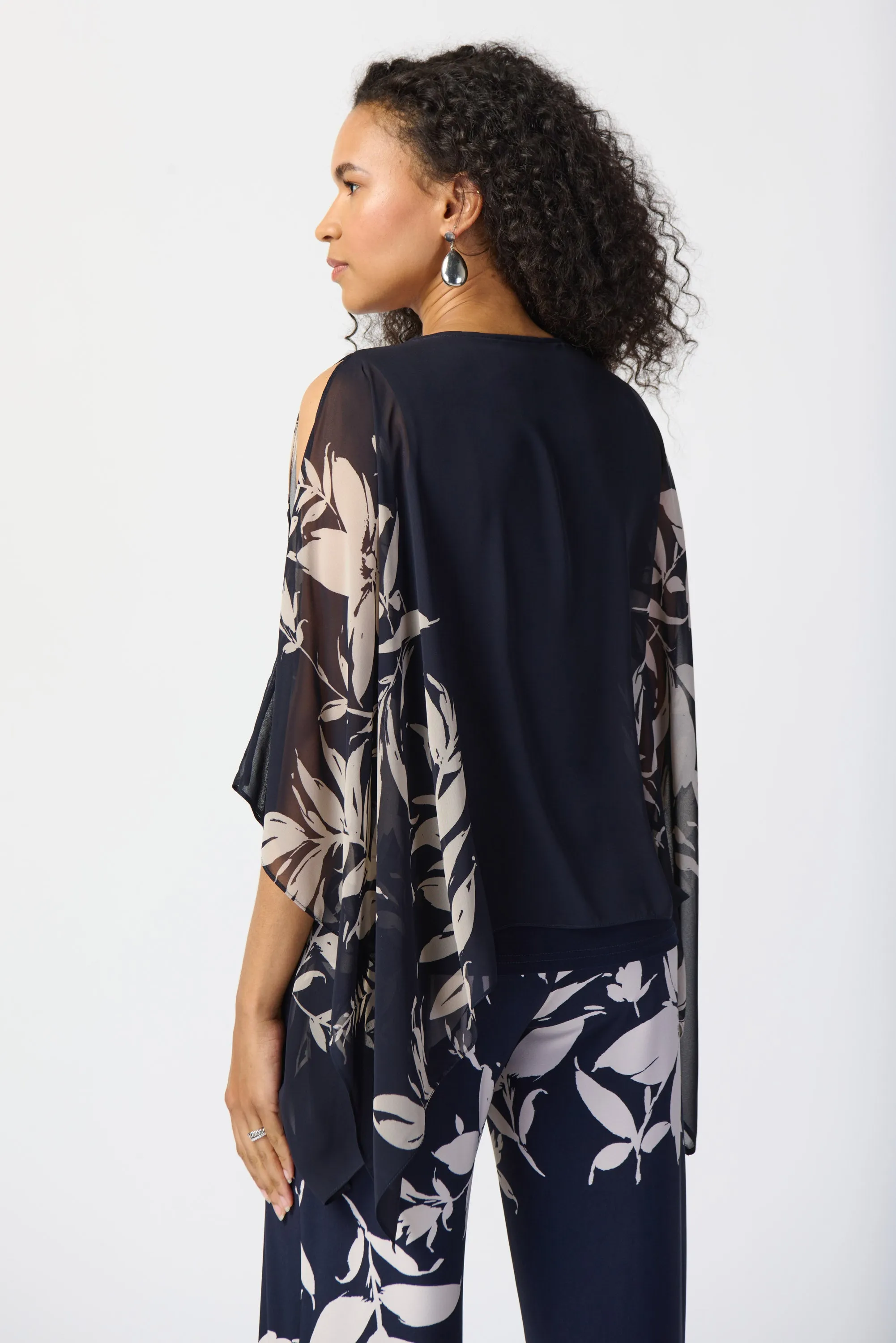 Floral Print Chiffon Poncho