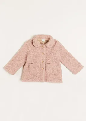 Fluffy Pea Coat in Pink (12mths-3yrs)