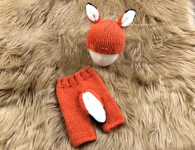 Fox Hat and Pants With Tail Newborn Baby Set