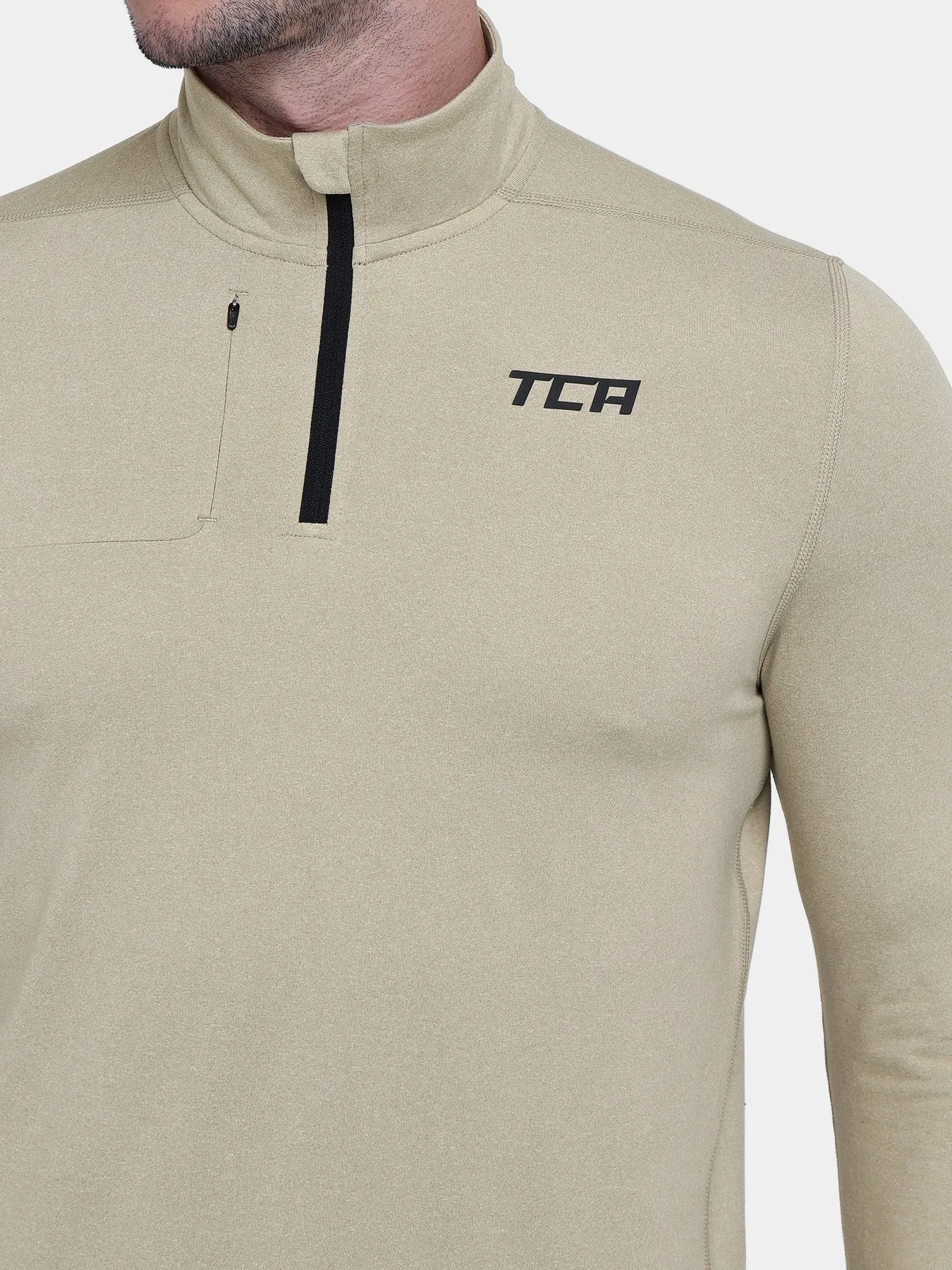 Fusion Half Zip Running Top For Men With Thumbholes & Chest Zip Pocket