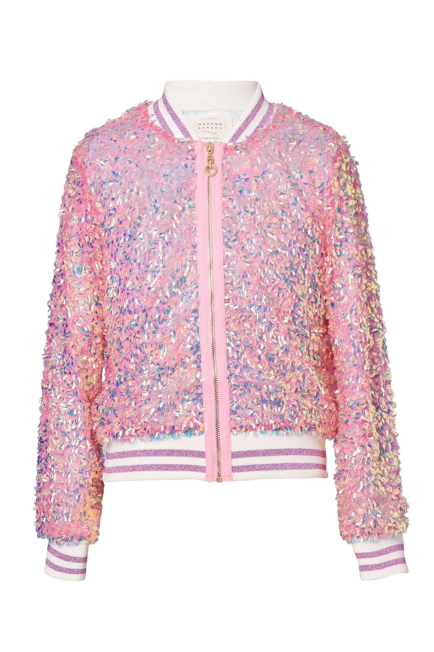 Girls Holographic Sequin Fashion Bomber Jacket