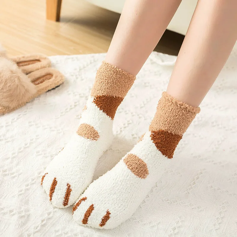 Gohobi Cat Paw Coral Fleece Socks