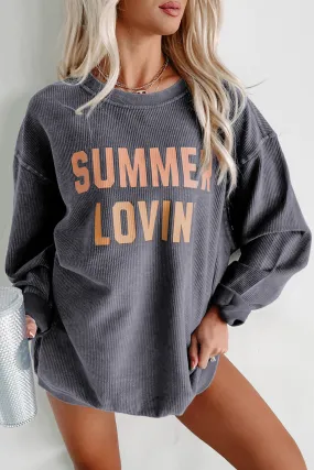 Gray SUMMER LOVIN Graphic Textured Pullover Sweatshirt