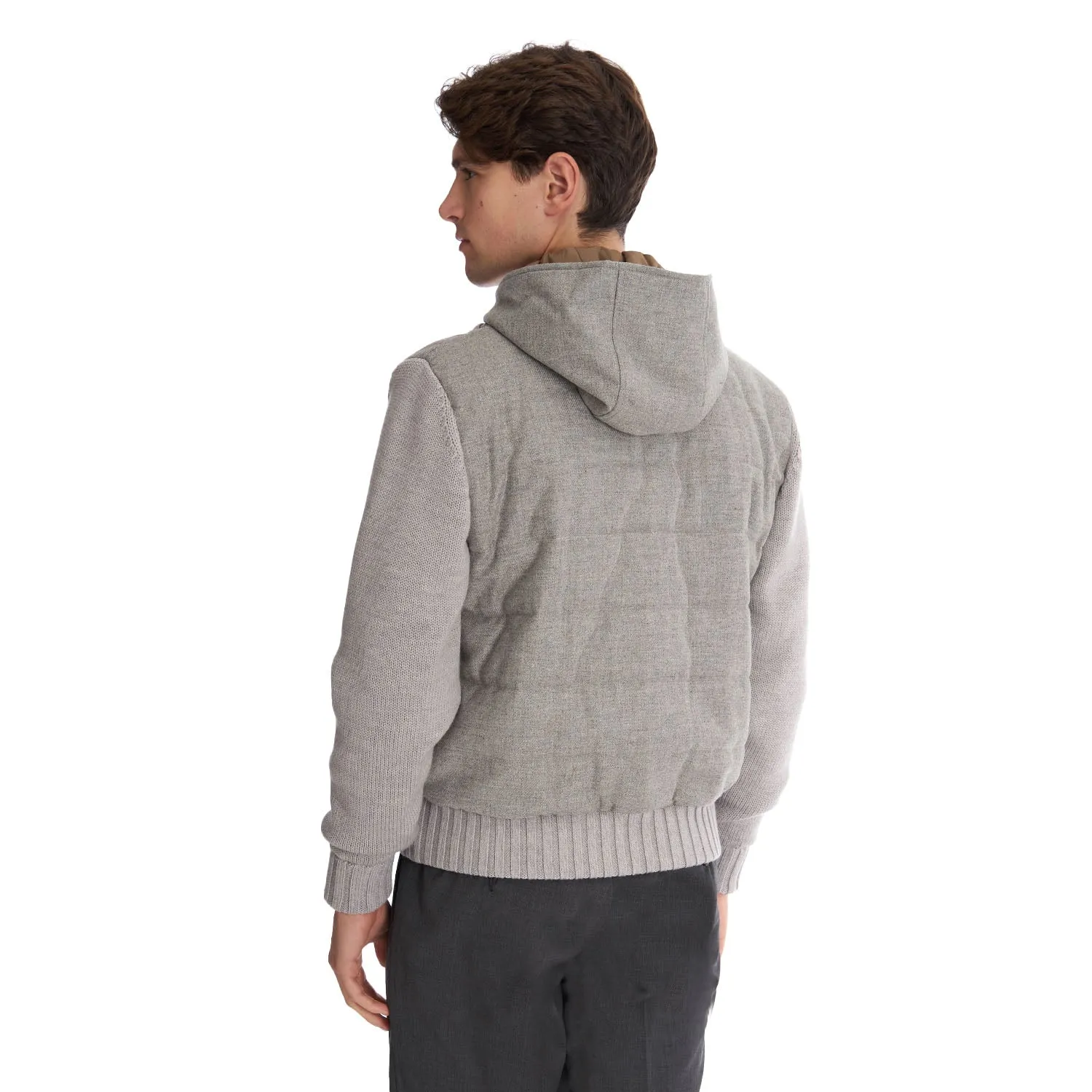 GRAY TRICOT KNITTED BOMBER JACKET