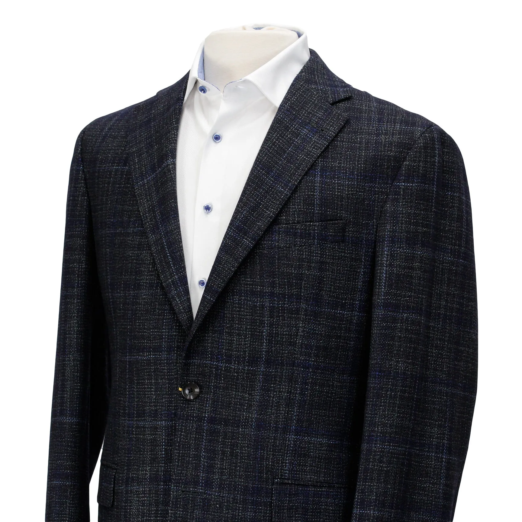 Gray with Blue Check McAllen Contemporary Fit Sport Coat - Jack Victor Vitale Barberis 1913