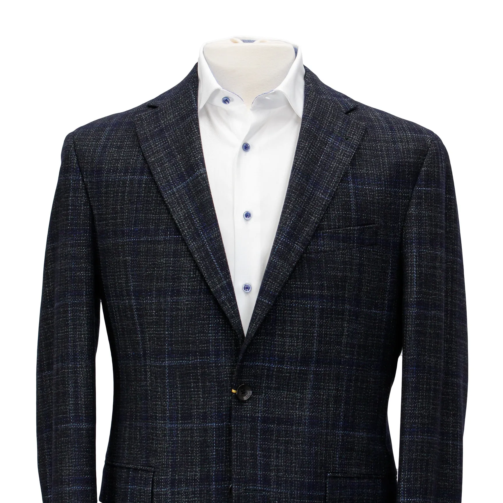 Gray with Blue Check McAllen Contemporary Fit Sport Coat - Jack Victor Vitale Barberis 1913