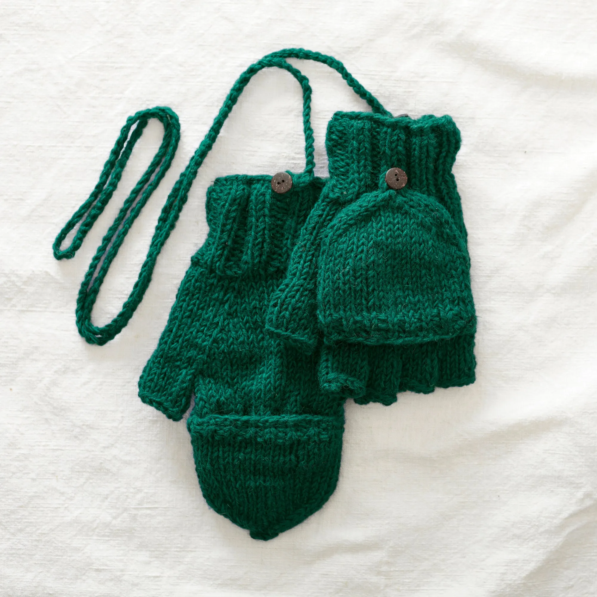 GUPTA Knit Wool Lined Mitten Fingerless Gloves