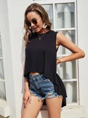 High-Low Mock Neck Tank Top