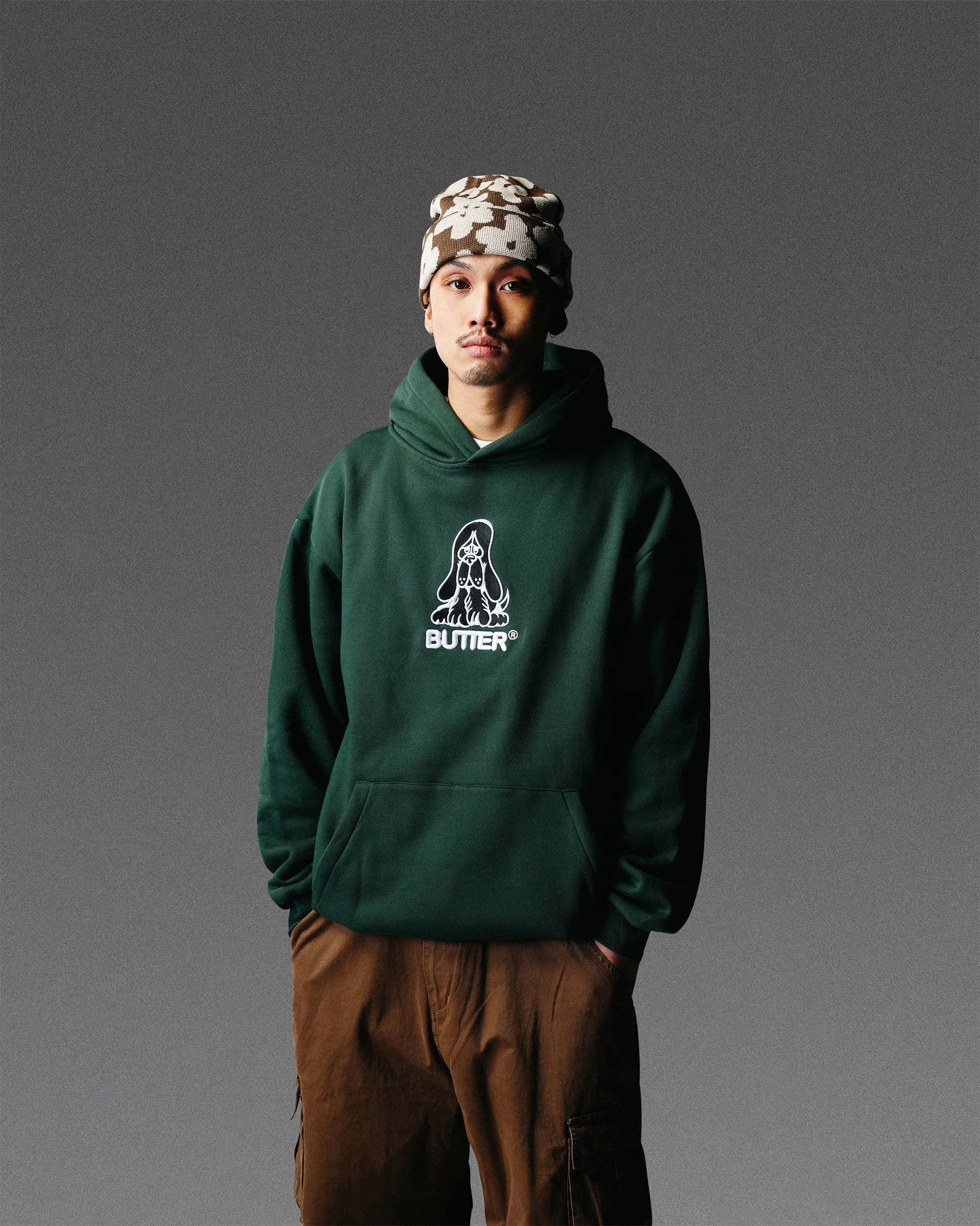 Hound Embroidered Pullover, Dark Green