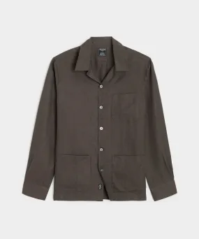 Irish Linen Chore Shirt in Brown