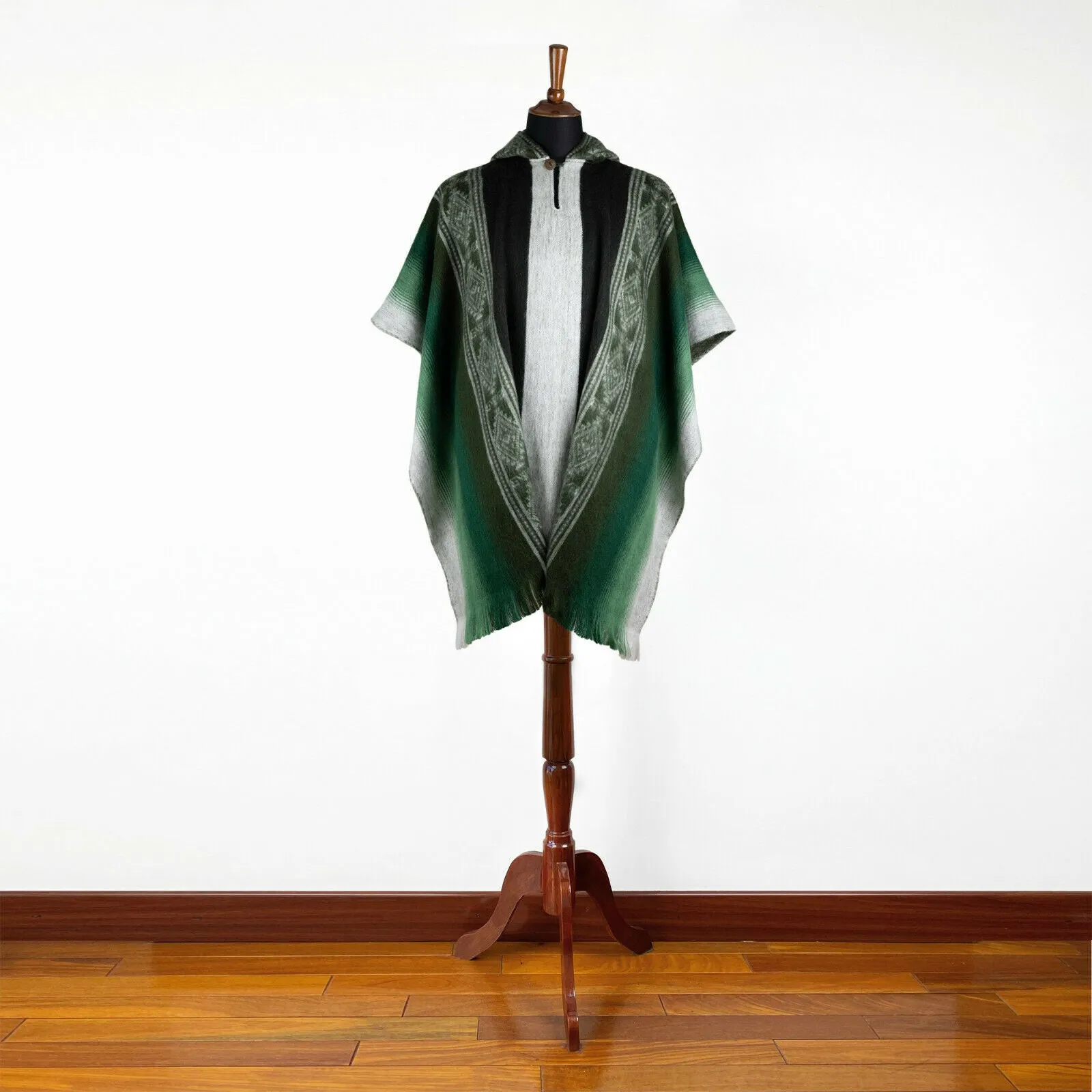 Isazi - Lightweight Baby Alpaca Hooded Poncho - Emerald Green - Unisex