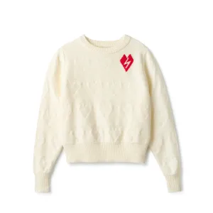 Ivory Lightning Bolt Heart Sweater