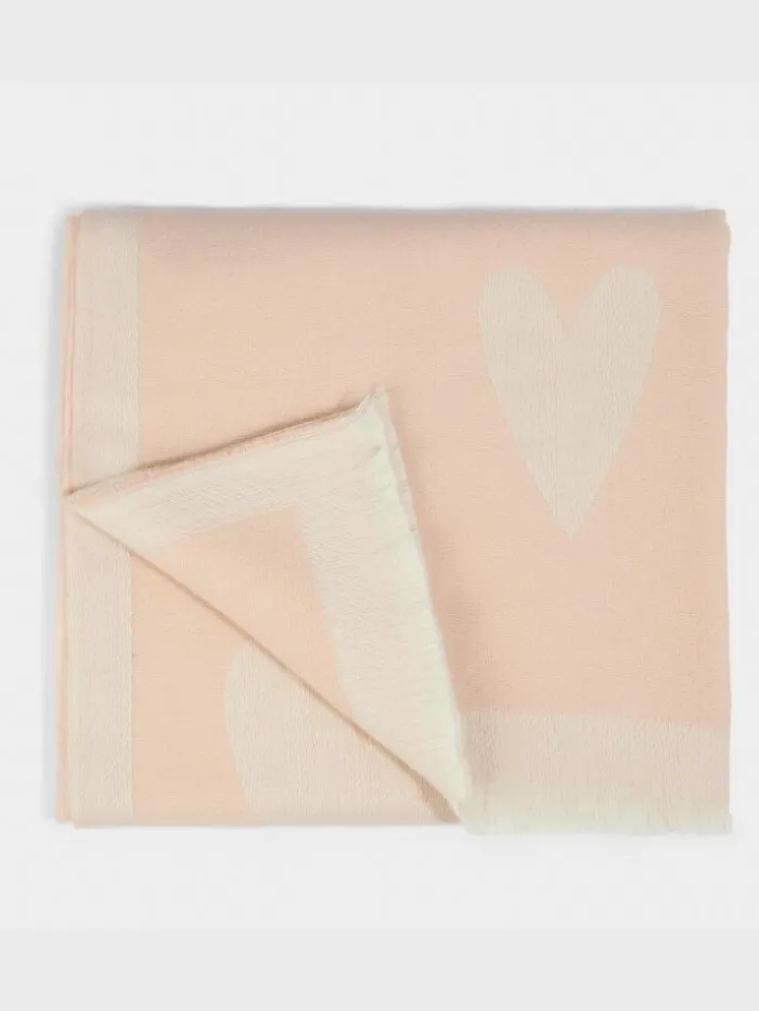 Katie Loxton S Heart Print Pink Blanket Scarf KLS363