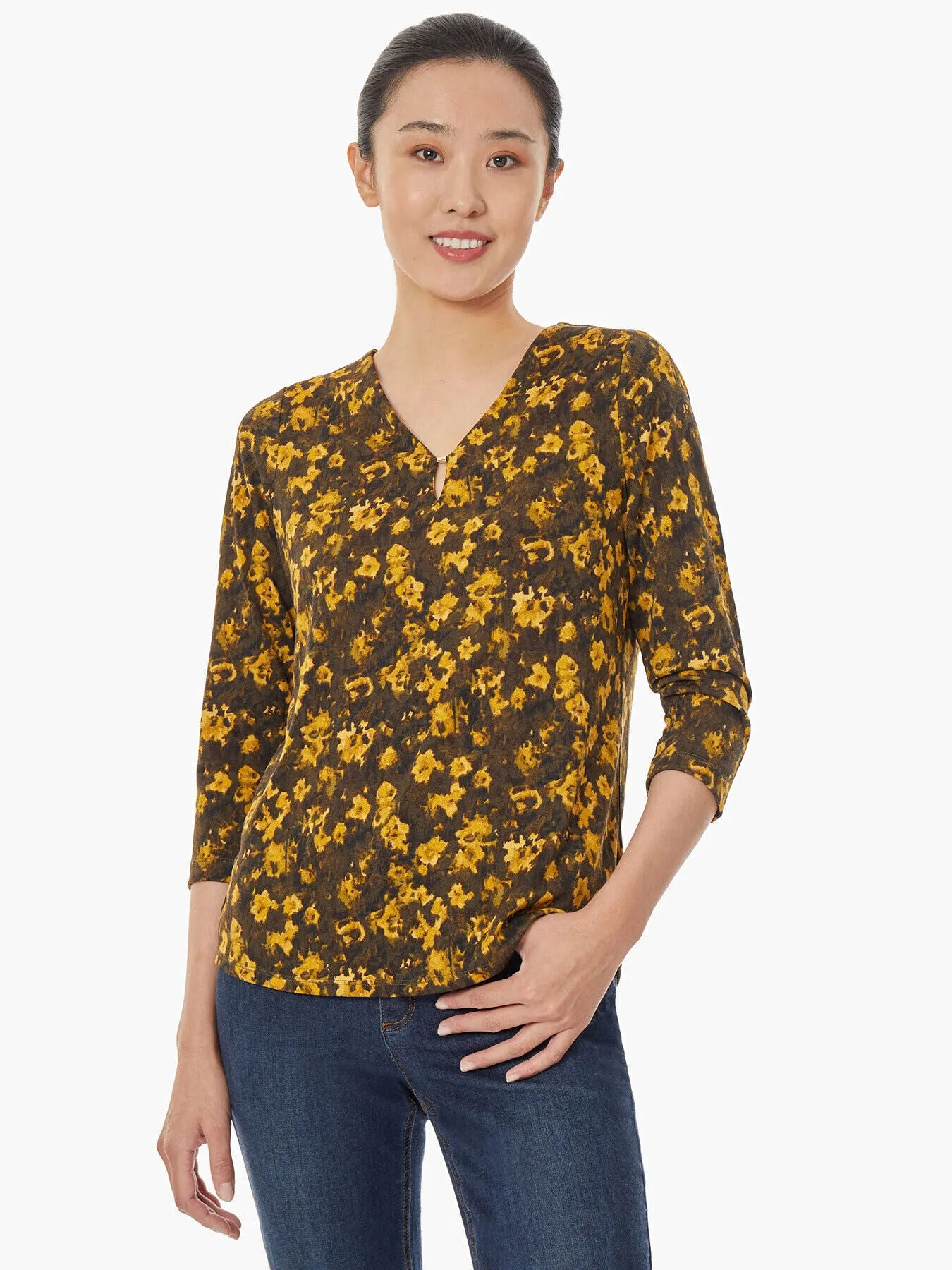 Keyhole Neckline Moss Crepe Top