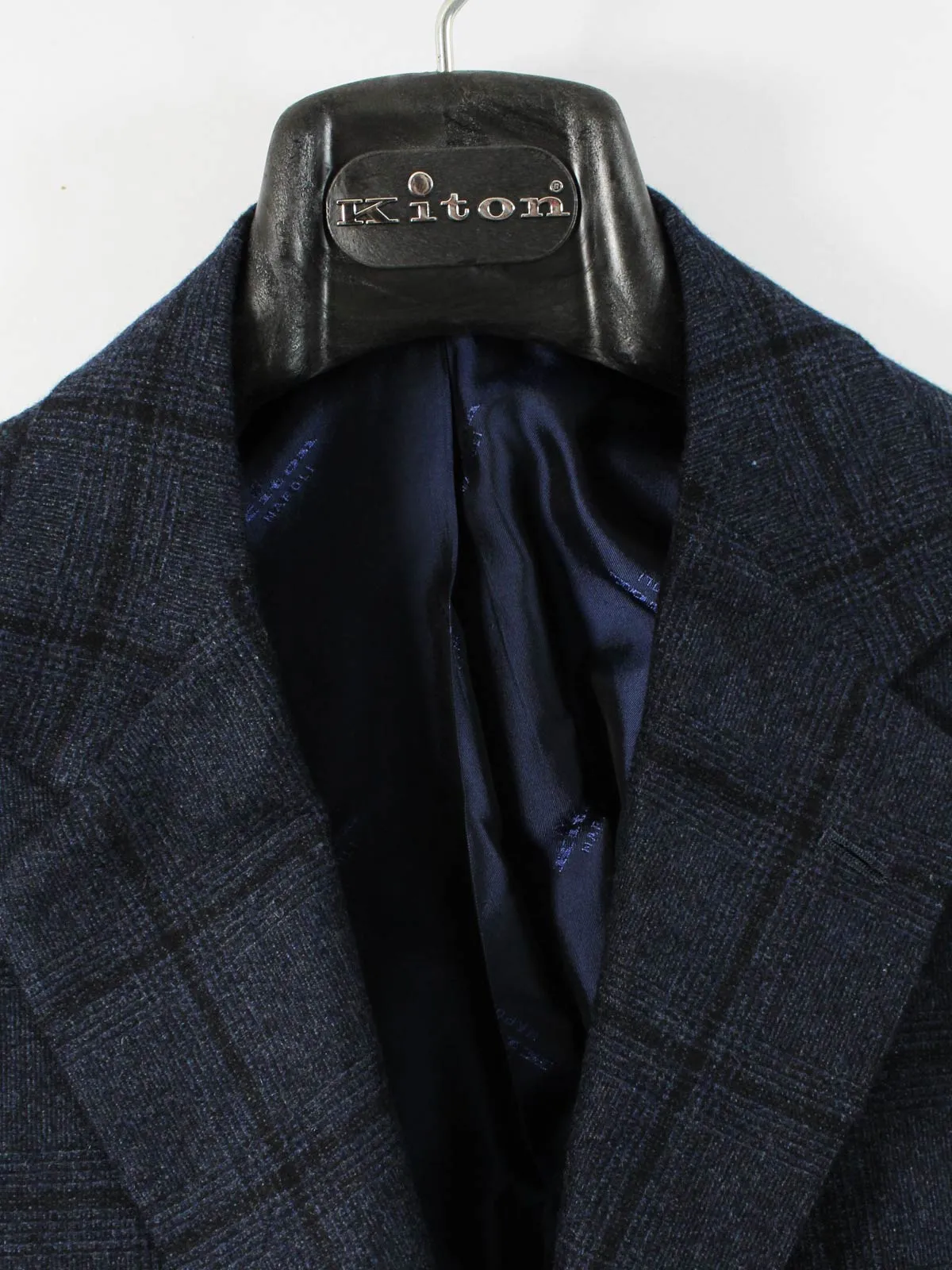 Kiton Sport Coat Dark Blue Windowpane - Cashmere Silk Unlined Men Blazer EUR 50 - US 40 SALE