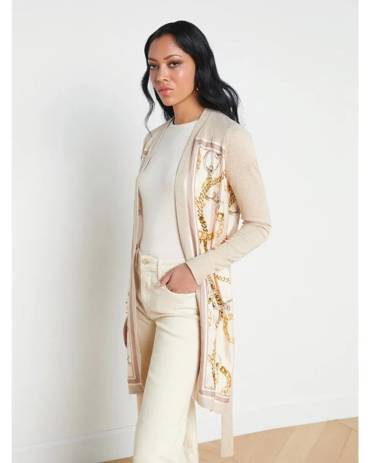 L’Agence Beverly Silk Panel Cardigan