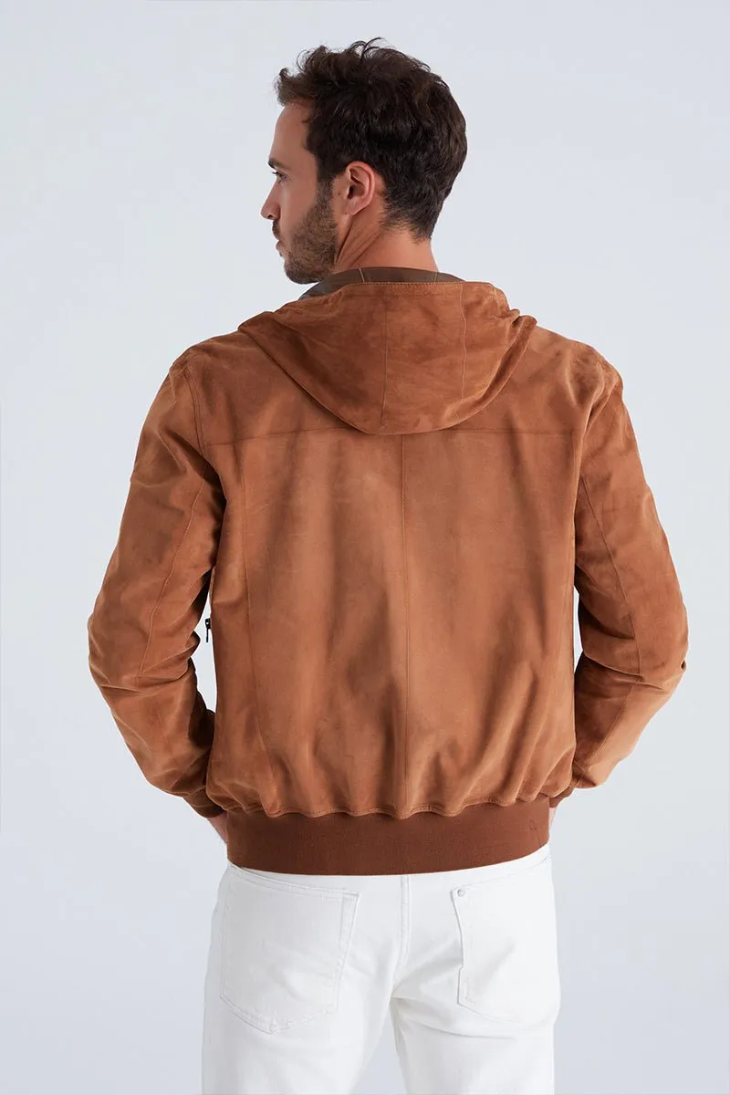 Leo Men's Reversible Suede Jacket with Hood