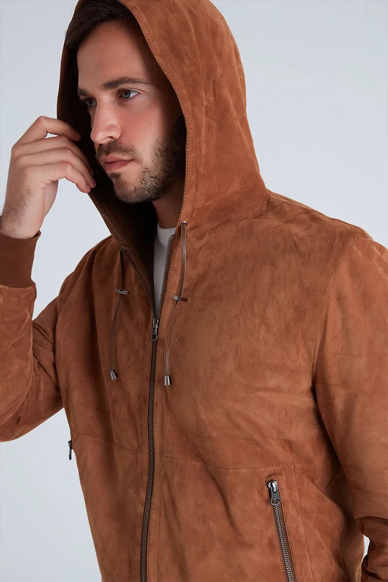 Leo Men's Reversible Suede Jacket with Hood