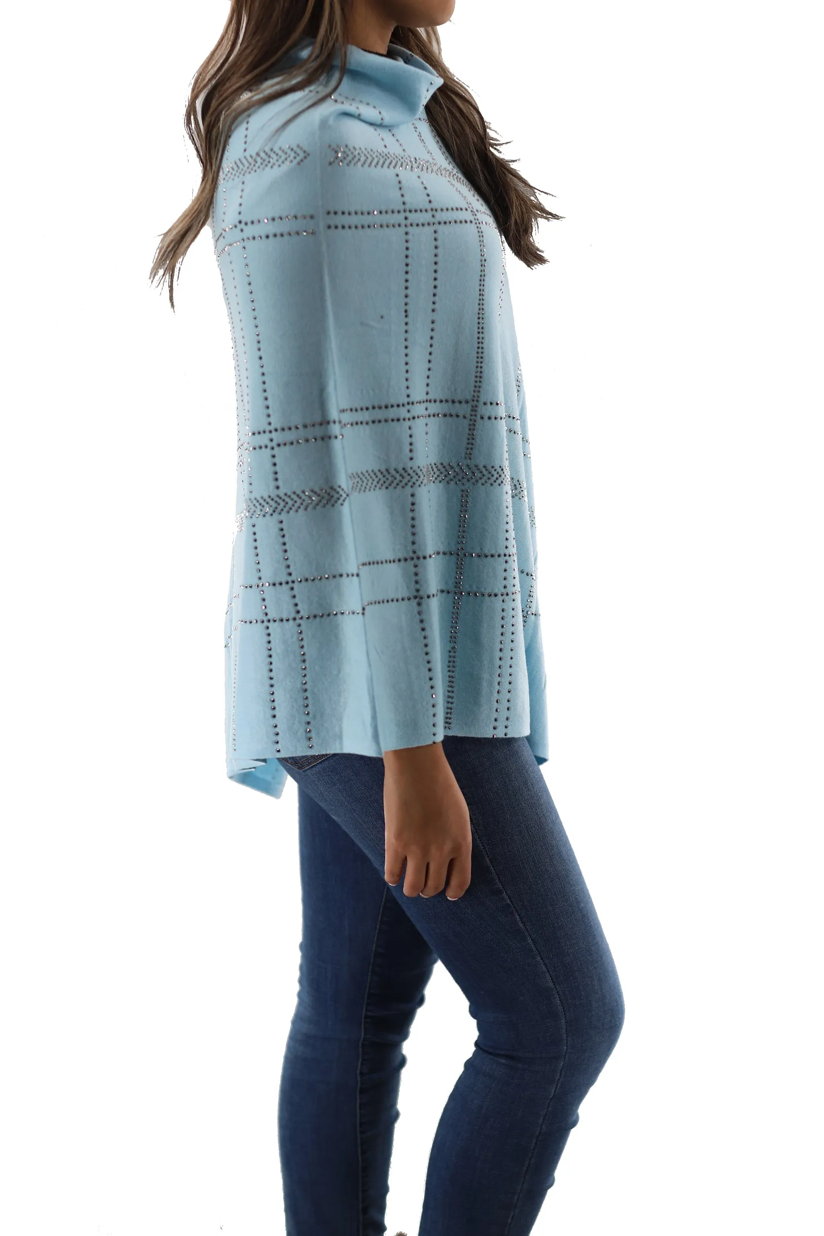 Lightweight Knitted Poncho with Embellishments