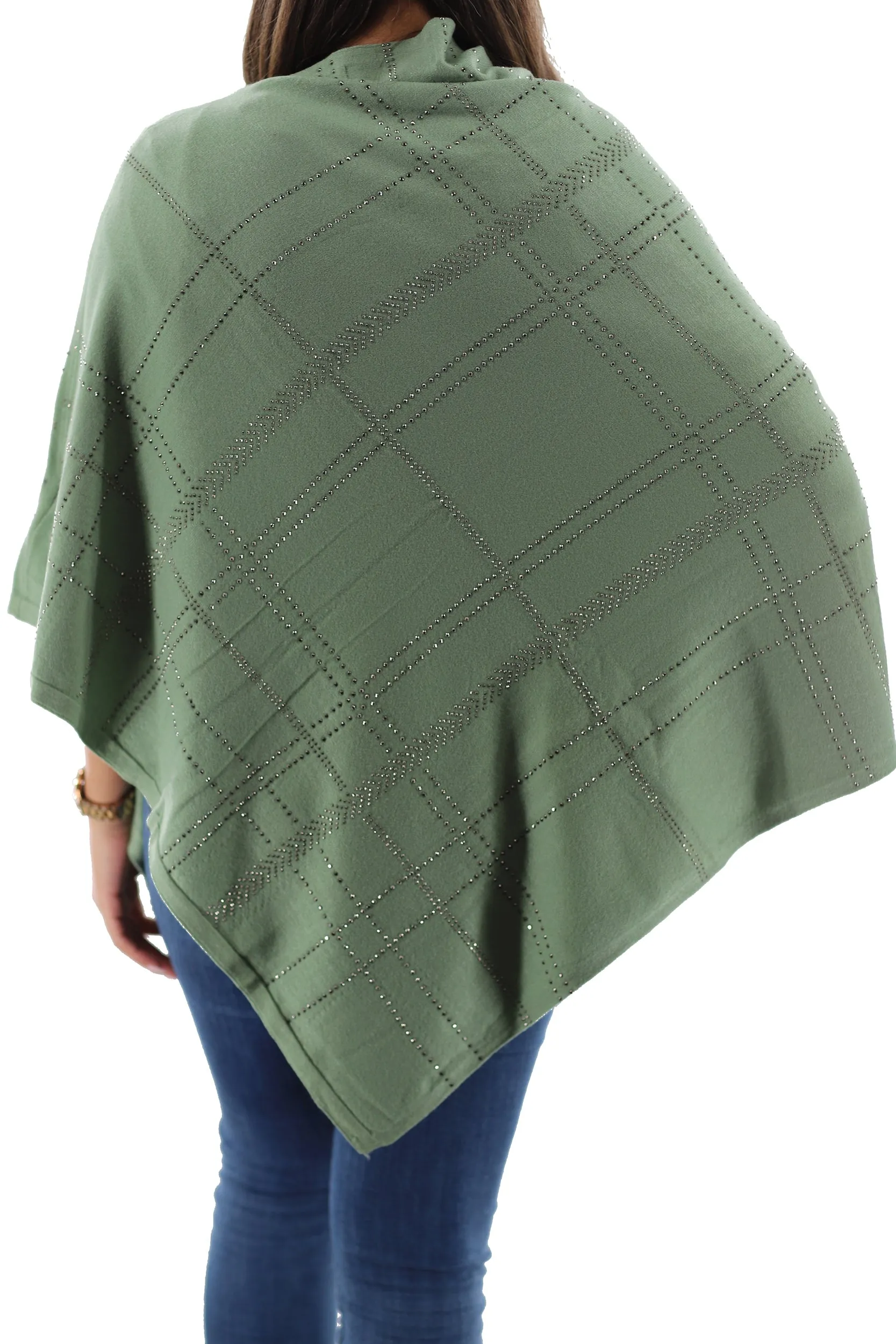 Lightweight Knitted Poncho with Embellishments