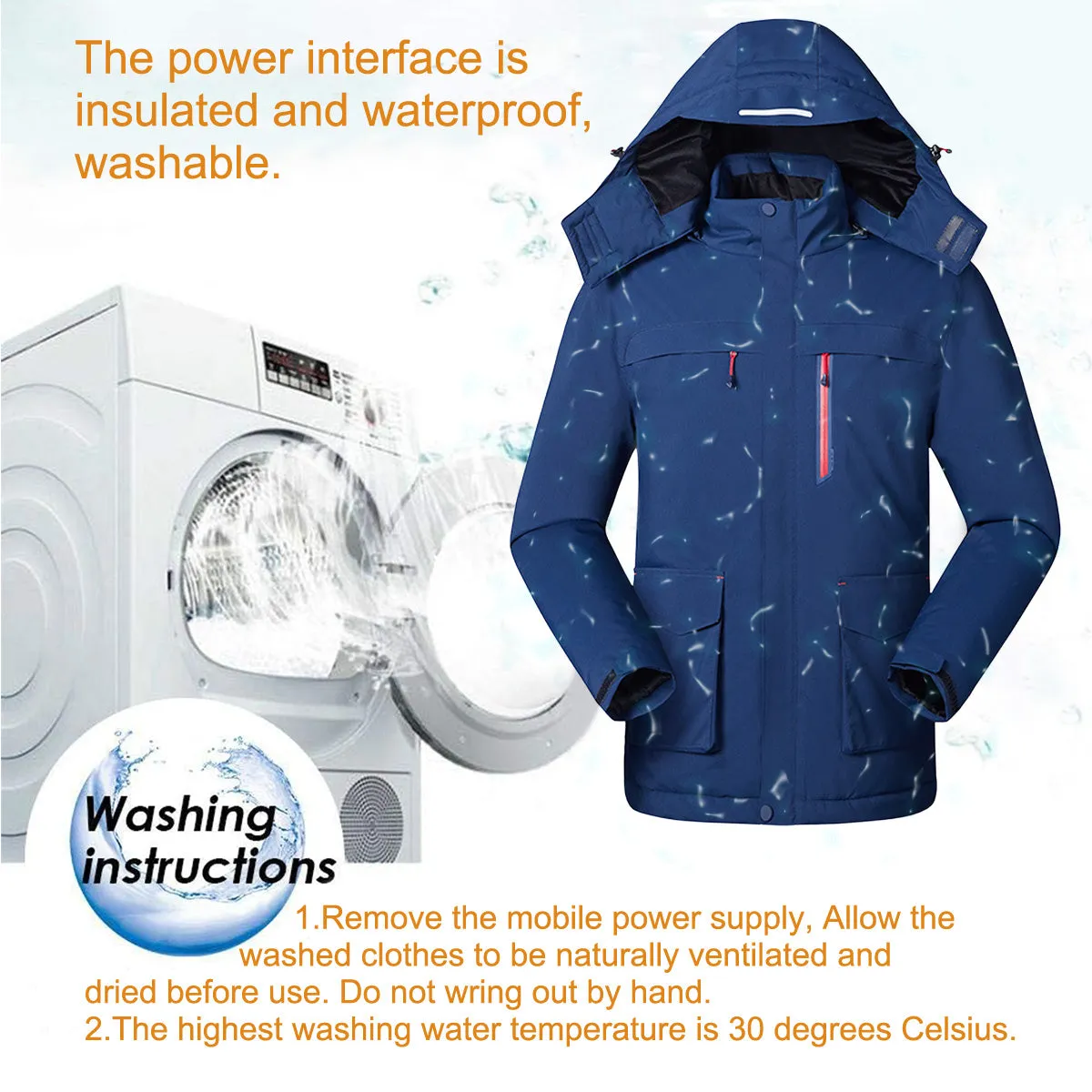 Long Waterproof Heated Trekking Jacket