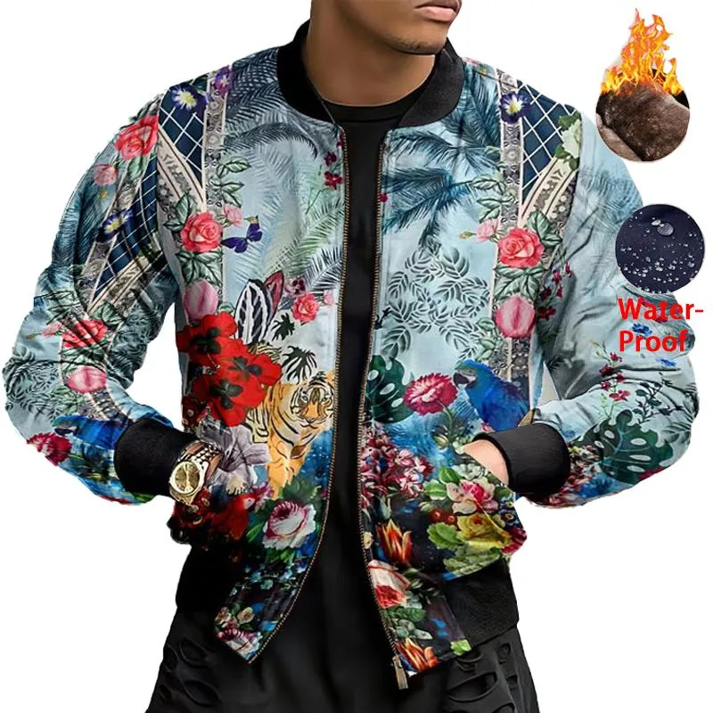 Men's Aviator Jacket Printed Casual Long Sleeve Bomber Jacket 69015075L