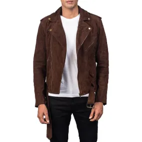 Men's Brown Mocha Suede Motorcycle Biker Jacket