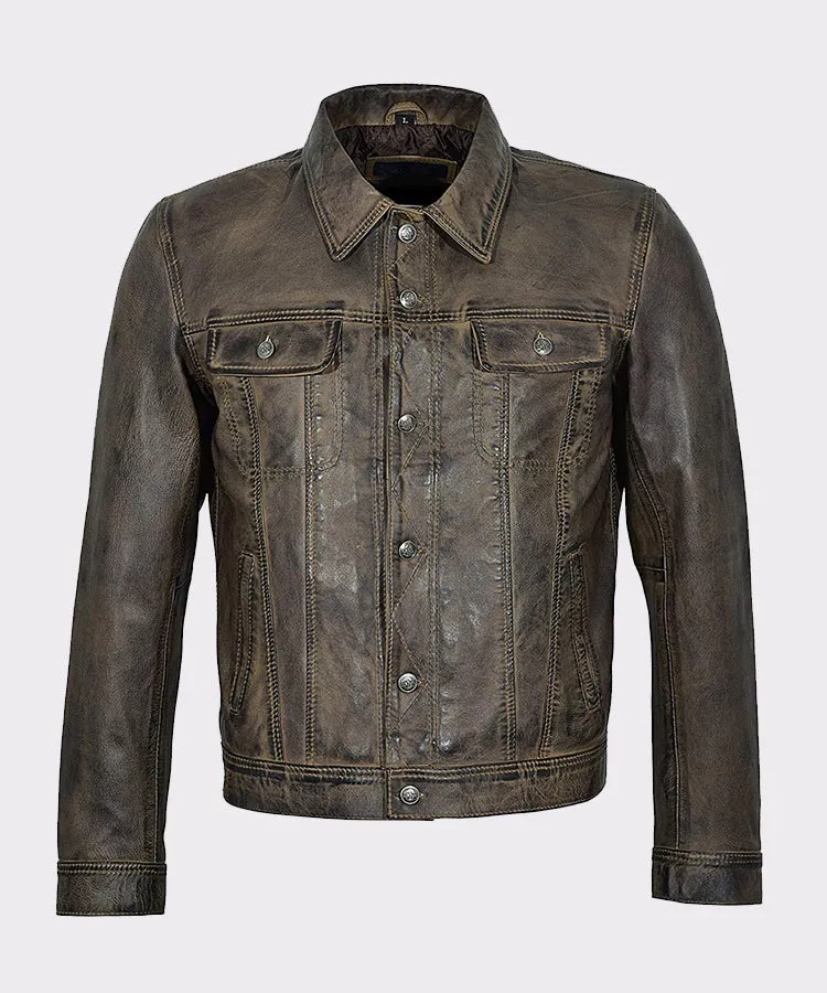 Men’s Classic Dirty Brown Real Leather Jacket