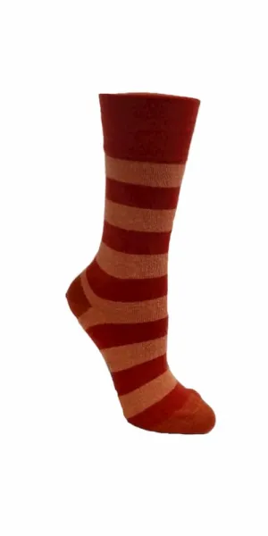 Merino and Alpaca Blend Striped Socks in Terracotta - Aussie Made